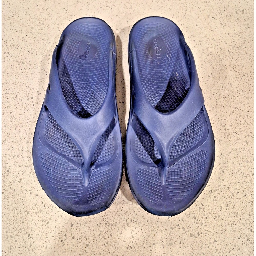 OOFOS Original Recovery Navy Blue Thong Flip Flop Sandal Sz Mens 10
